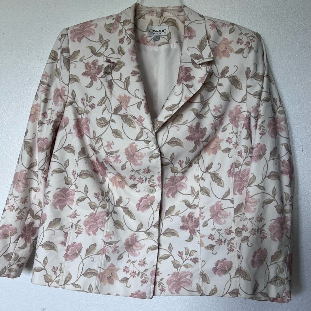 Women's Floral Blazer - Pink and Cream